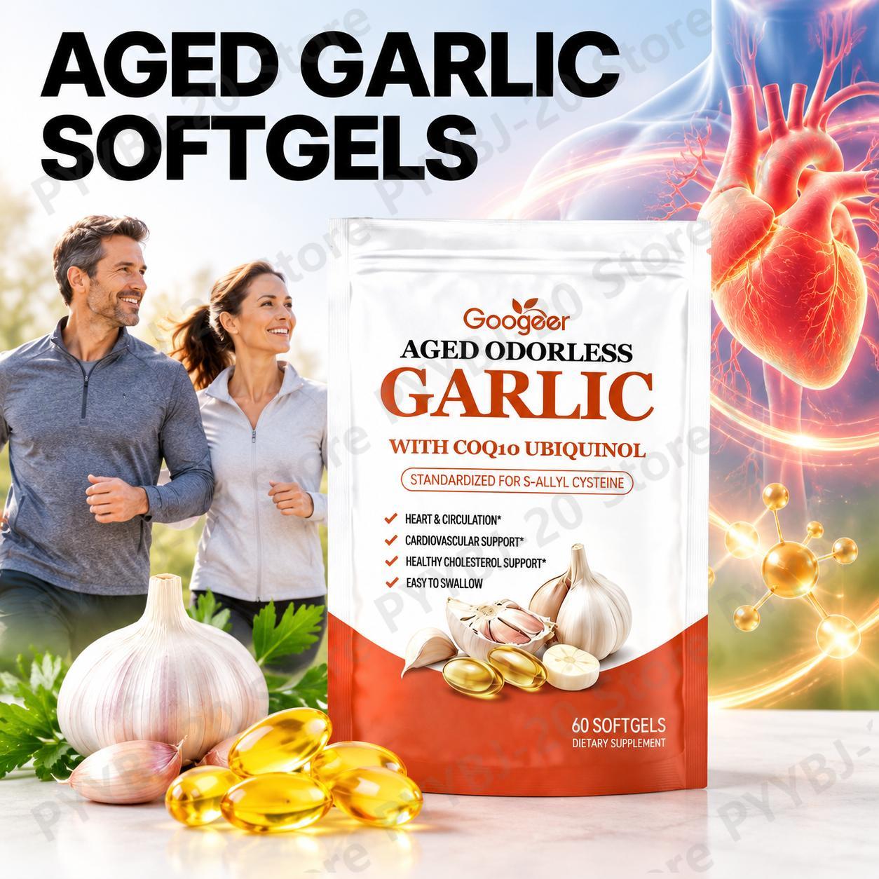 Coq10 Ubiquinol Softgel - Googeer Aged Odorless Garlic Softgels with