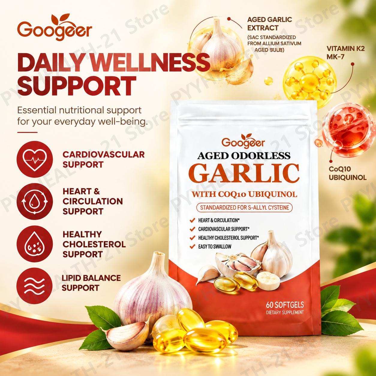 Aged Odorless Garlic Softgels  - Coq10 Ubiquinol Softgel ulasan dan harga